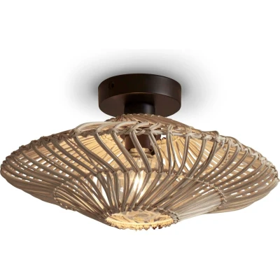 Afbeelding van GOOD&amp;MOJO Plafonniere Zanzibar Rotan Wit Ø40cm