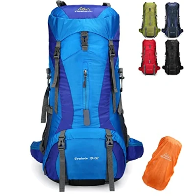 Afbeelding van Doshwin 70L Grote Rugzak Camping Kamperen Trekking Wandelen Hikingrugzakken Wandelrugzakken (met Regenhoes), Blauw, 70 liter