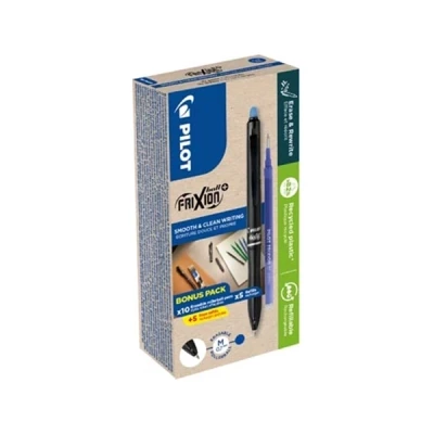 Afbeelding van Pilot FriXion Ball Plus roller, medium, blauw, doos van 10 stuks + navullingen