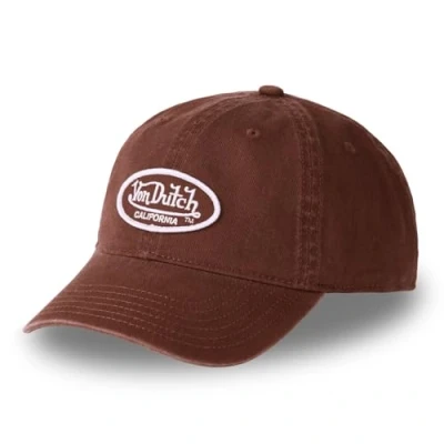 Afbeelding van Von Dutch Pet voor dames en heren, 100% katoen, Dad Cap LOG, verstelbaar, Bruin/Beige