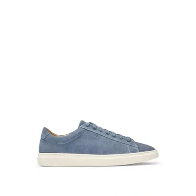 Afbeelding van HUGO BOSS heren Kieran sneaker van suède met logo in de kleur Staalblauw, maat: 42