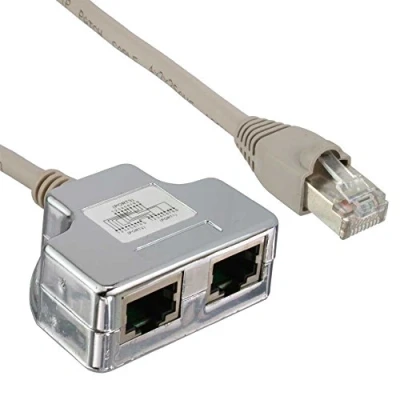 Afbeelding van InLine Cat.5e / ISDN T Adapter (Port Doppler) RJ45 ST naar 2x BU, Telefoon accessoires