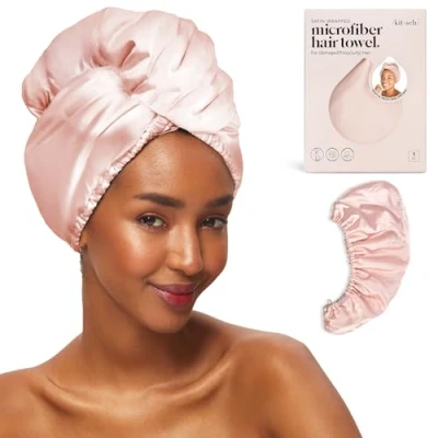 Afbeelding van Kitsch microvezel satijnen omwikkelde haarhanddoek sneldrogende krullende haaromslag voor vrouwen handdoek nat haar drooghanddoek