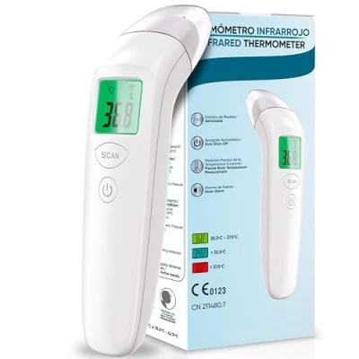 Afbeelding van Behler Instruments digitale infraroodthermometer met 3 kleuren lcd display, koortsalarm, contactloze babythermometer, kinderen en volwassenen, thermometer voor thuis, stopfunctie
