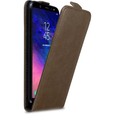 Afbeelding van Cadorabo Hoesje geschikt voor Samsung Galaxy A6 PLUS 2018 in KOFFIE BRUIN Beschermhoes flip design Case Cover met magnetische sluiting