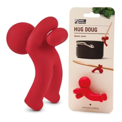 Afbeelding van Hug Doug Lepelhouder en deksellift voorkomen dat de lepel valt Siliconen lepelsteun Coole schattige keukenaccessoires door Monkey Business
