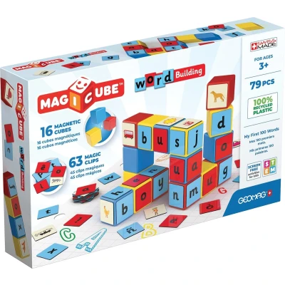 Afbeelding van Geomag Magicube Recycled Mijn Eerste 100 Woorden Set 79 delig