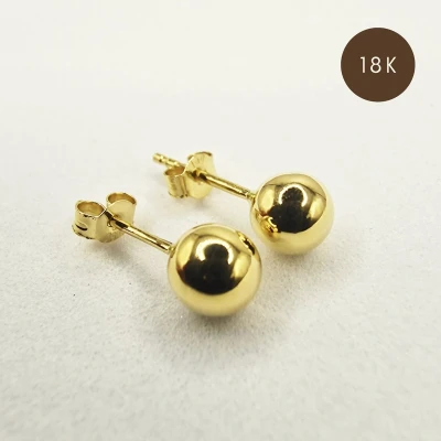 Afbeelding van Oorknoppen massief goud 18 Karaat dames oorbellen bol 4mm 18kt gouden goudkleurig 18k