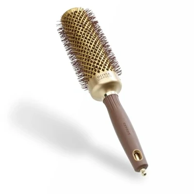 Image de Olivia Garden Expert Blowout Speed Doré &amp; Brun 45 Brosse ronde en céramique avec un barrilet extra long pour des brushings 25% plus rapides