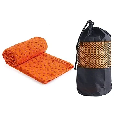Afbeelding van GIMIRO Ivy Yogahanddoek, antislip, microvezel, sneldrogend, ideaal voor yogamat, oranje, 183 x 61 cm