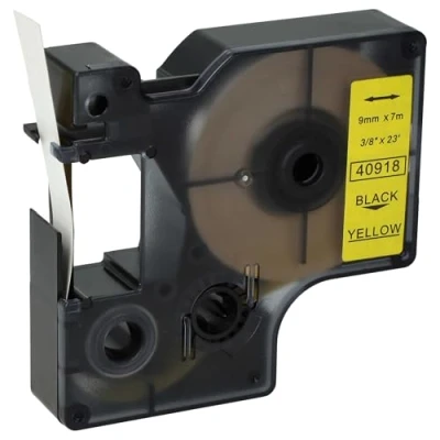 Afbeelding van vhbw Reserveband voor Dymo 40918, D1 labelprinter 9 mm, zwart op geel