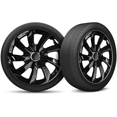Afbeelding van 4 stuks autowieldoppen geschikt voor alle stalen velgen, verstelbare veiligheidsring, 17 inch, zwart