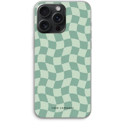 Afbeelding van Case Company® hoesje geschikt voor iPhone 15 Pro Max Grid Groen Soft Cover Telefoonhoesje Bescherming aan alle Kanten en Schermrand