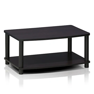 Afbeelding van Furinno Turn N Tube TV meubel met 2 etages, zonder gereedschap, donker walnoot