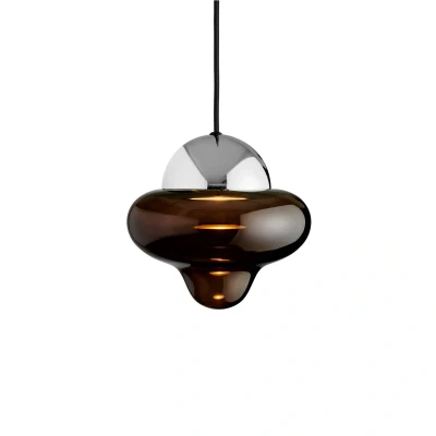 Afbeelding van Nutty LED hanglamp, bruin / chroomkleurig, Ø 18,5 cm, glas