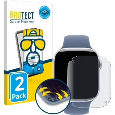 Afbeelding van BROTECT Screenprotector voor Apple Watch Series 10 (46 mm) Folie Beschermfolie matte volledig dekking (2 Stuks)