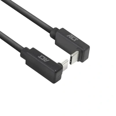 Image de ACT Câble USB 24 pin C (M) incliné vers le bas/haut pour 3.2 Gen 2 20 V 3 A m alimentation (60 W) noir