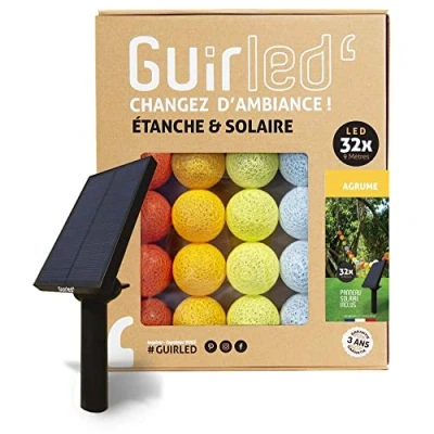 Afbeelding van Guirled Lichtsnoer met ballen voor buiten IP65 waterdicht Hoog rendement zonnepaneel Automatisch aan/uit 32 6m Citrus
