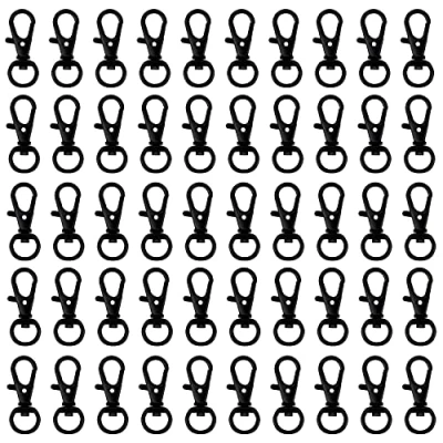 Afbeelding van Belle Vous Zwarte Metalen Mini Swivel Kreeft Klemmen (50 Pak) 33 mm in Lengte Premium Lanyard Klem Haken voor Ringen, Ritsen, Hobby, Klemmen, Sieraden, Kettingen en Keychains
