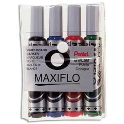 Image de Pentel Marqueur Tableau Blanc Pointe Ogive Maxiflo Pochette De 4
