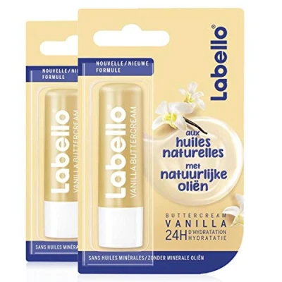 Afbeelding van Nivea Labello Vanilla Buttercream (2 x 5,5 ml), lippenbalsem verrijkt met natuurlijke oliën, lippenverzorging, langdurige hydratatie gedurende 24 uur
