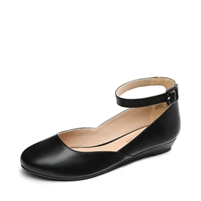 Afbeelding van DREAM PAIRS Damesballerina&#039;s met riempjes, elegant, plat, REVONA E, Zwart Pu