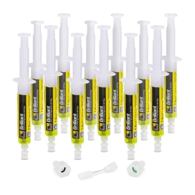 Afbeelding van ERRECOM Brilliant 12 x 7,5 ml, fluorescerende UV tracker voor het lokaliseren van koelgaslekken in airconditioning en koelsystemen, bevat 1/4 SAE 5/16 adapters