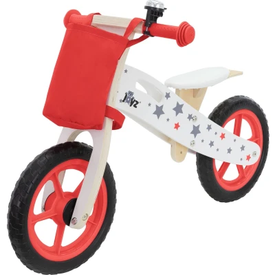 Afbeelding van Joyz Mini loopfiets van hout, roze evenwichtsfiets, leerfiets voor kinderen vanaf 2 jaar, verstelbare zitting, lekvrije EVA wielen, 11 inch, stoffen tas, bel, transportgreep, educatieve driewieler