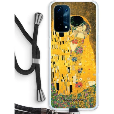 Afbeelding van Case Company® hoesje met Koord geschikt voor Oppo A93 5G Der Kuss Telefoonhoesje Zwart Bescherming aan alle Kanten en Over de Schermrand