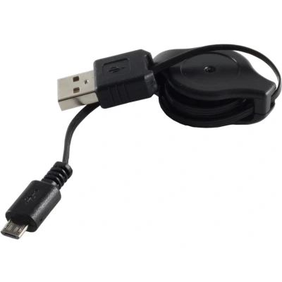 Afbeelding van USB Micro B naar A uittrekbare kabel USB2.0 tot 1A / zwart 0,80 meter