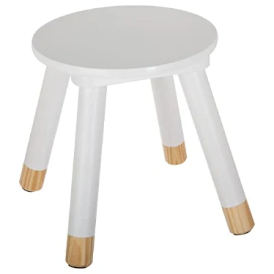 Afbeelding van Atmosphera kinderkrukje wit voor aan een kleine kindertafel kinderstoel krukje houten stoel kinderen