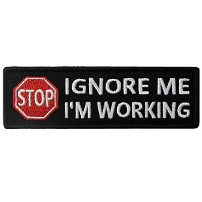 Afbeelding van EmbTao Diensthond Negeer Me Ik Werk Vesten/Harnas Geborduurde Haak en Gesp Patch