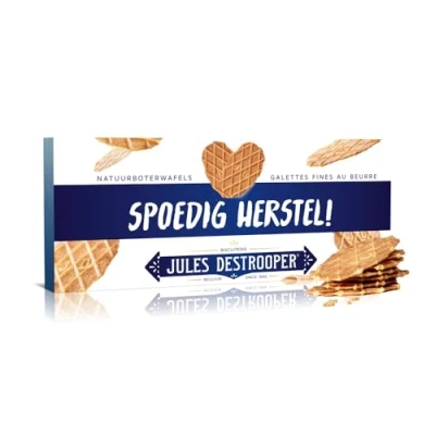 Afbeelding van Jules Destrooper Natuurboterwafels koekjes in geschenkdoos &quot;Spoedig herstel!&quot; 100g