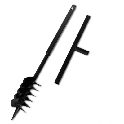 Afbeelding van Grondboor met handvat en schroefkop (dubbele schroef) 120 mm (zwart)