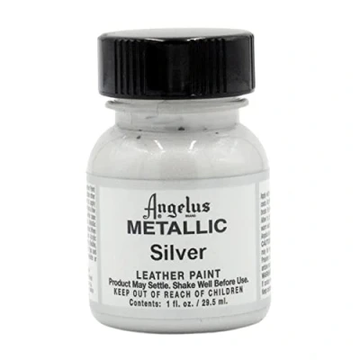 Afbeelding van Angelus Leather Acrylic Paint textielverf voor leren stoffen acrylbasis Metallic Zilver 29,5ml