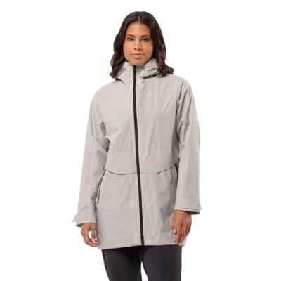Afbeelding van Jack Wolfskin Mainkai LONG Regenjas, Dames, Maat: Small, Sea shell