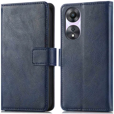 Afbeelding van iMoshion Hoesje Geschikt voor Oppo A78 Met Pasjeshouder Luxe Bookcase Donkerblauw