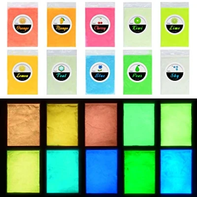 Afbeelding van Pigment van epoxyhars, fluorescerend, pigment, poeder voor hars, slijm, nagels, Glow In The Dark Powder schilderen, acryl en knutselen, 10 kleuren