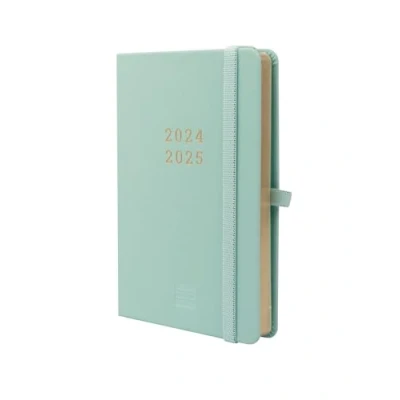 Afbeelding van Finocam Minimale agenda 18 maanden, 2024 2025, Week op 2 pagina&#039;s, horizontale presentatie, juli december 2025 (18 maanden), Turquoise internationaal