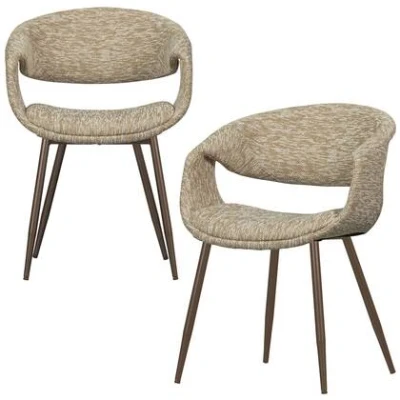 Afbeelding van WOOOD Yossi Eetkamerstoelen Met Metalen Koper Poot Zand Set van 2