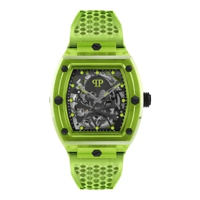 Afbeelding van Philipp Plein The $Keleton Crystal PWPTA0124 Horloge Kunststof Groen Ø 43 mm