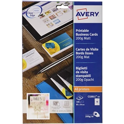 Afbeelding van Visitekaart Avery C32011 10 85x54mm 200gr 100 stuks