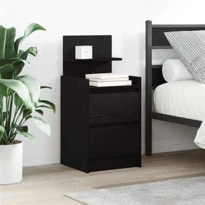 Image de vidaXL Tables de chevet avec 2 tiroirs pcs chêne noir 38x34x80 cm861358