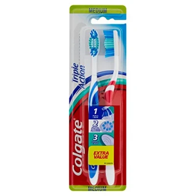 Afbeelding van Colgate Triple Action Tandenborstel Medium 2 stuks