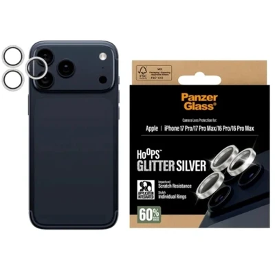 Afbeelding van PanzerGlass Camera Protector Hoops Optic Rings voor de Apple iPhone 17 Pro / Max Glitter Zilver