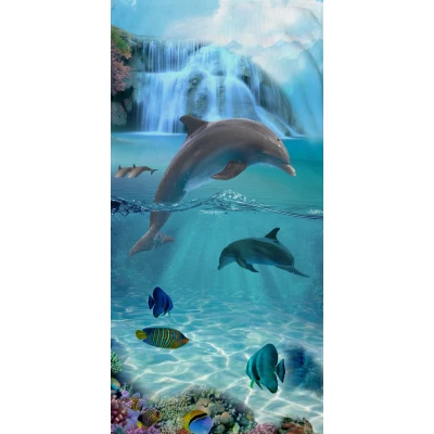 Afbeelding van Good Morning Kinderstrandlaken &quot;dolfijnen&quot; Blauw (75x150 cm) Microfiber