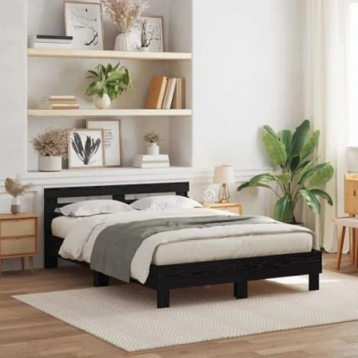 Afbeelding van vidaXL Zwarte Bedomranding Zwart eiken Hout 140 x 190 cm Duurzaam