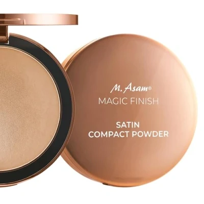 Afbeelding van M. Asam MAGIC FINISH Satin Compact Powder Nude (8 g) geperst poeder voor een perfect matterend en perfectionerend effect, verlengt de houdbaarheid van make up, met hyaluronzuur vitamine E