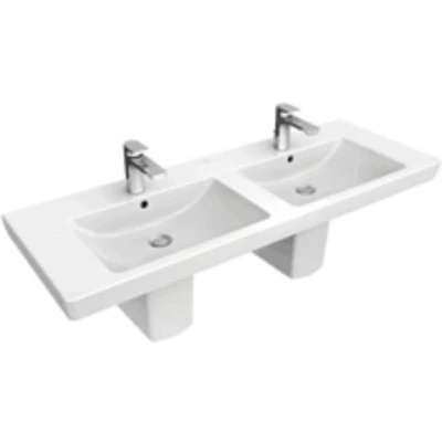 Afbeelding van Villeroy &amp; Boch Subway 2.0 dubbele meubelwastafel wit (130 x 47 cm) 2x