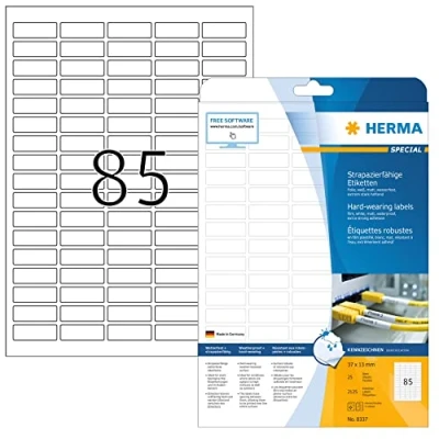 Image de HERMA Special Mat auto adhésif blanc 37 x 13 mm 2125 étiquette(s) (25 feuille(s) 85) étiquettes pelliculées
